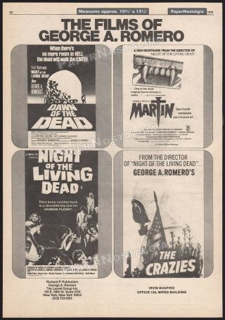 The Films Of George A Romero_orig.  1979 Trade Ad Promo_poster_dawn Of The Dead