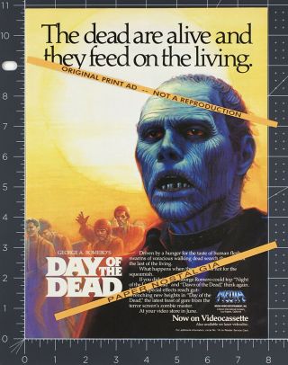 Day Of The Dead_original 1986 Print Ad / Advert / Mini - Poster_george Romero