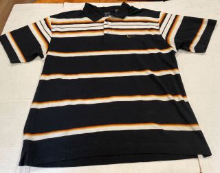 Vintage Karl Kani Gold Black Striped Short Sleeve Polo Shirt Mens Size 2xl