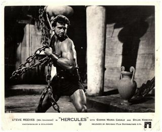 Hercules Steve Reeves Bare Chested In Chains Lobby Card Photo