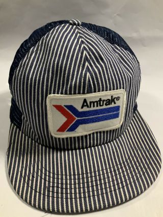 Vintage Snapback Hat Patch Amtrak Mesh Back Truckers Cap Union Usa