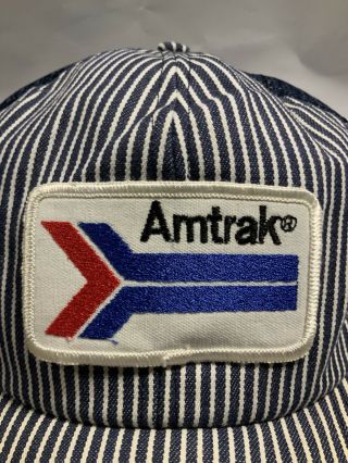 Vintage SnapBack Hat Patch Amtrak Mesh Back Truckers Cap Union USA 3