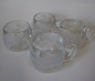 Vintage Nestle Nescafe Glass Globe Coffee Mugs (set Of 4),  Cups,  World,  Tea