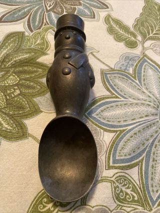 Vintage Heavy Pewter ? Snowman Ice Cream Scooper 7 1/4 " Long Made In Japan