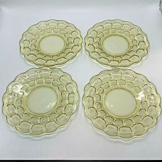 4 Vintage Imperial Glass - Ohio Luncheon Plates In Provincial Yellow 8 - 1/4 " Wide