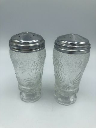 Vintage Tiara Glass Ponderosa Pine Salt & Pepper Shakers 5 " Pine Cone/needles