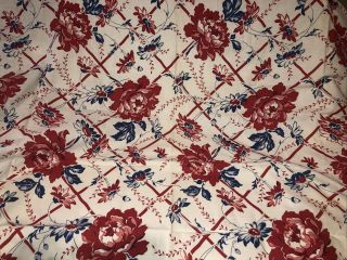1950’s Vintage Big Blue & Red Flowers Tablecloth Table Cloth 46” X 64”