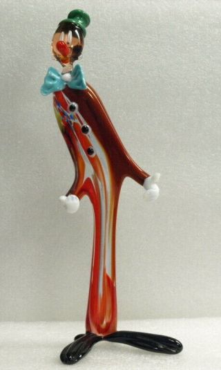 Vintage Murano Art Glass Tall And Lanky 9 " Clown 393