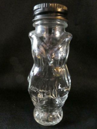 Vintage Owl Shape Clear Glass Jar 4 "