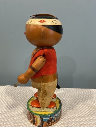 11” Vintage Tinplate Battery Operated Drumming Native American TN Japan Part 2