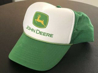 John Deere Vintage Snapback Trucker Hat Green White Nissun Cap