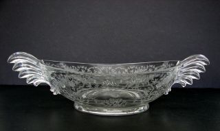 Fostoria Glass Corsage Etch 325 Winged Baroque Handled Bowl Centerpiece 2484