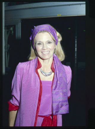 Angie Dickinson Candid Smiling Portrait In Purple 35mm Transparency