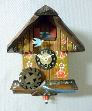 Vintage J.  Engster Musical Animated Bouncing Girl Cuckoo Clock