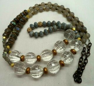 Stunning Vintage Estate High End Heavy Glass Beaded 36 " Necklace 4423f