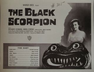 The Black Scorpion Synopsis Sheet 1957 Richard Denning,  Mara Corday