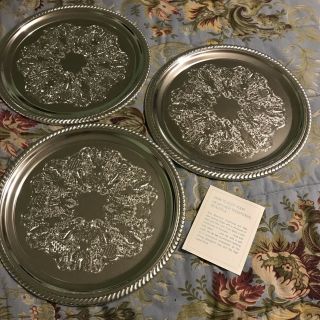 3 Vtg Lincoln Wear Ever 7821 - 13” Diameter Round Aluminum Serving Trays Catering