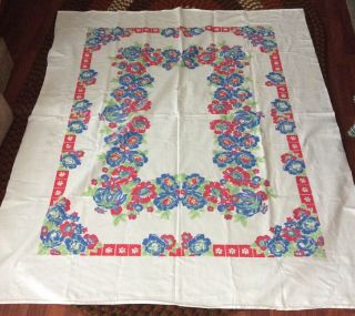 Floral Vtg Tablecloth 1950 