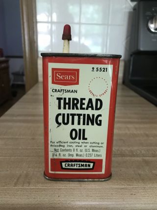 Vintage Sears 8oz.  Pipe Thread Cutting Oil Can,  Cap
