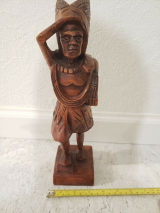 Vintage Folk Art Hand Carved Wood Cigar Store Indian Statue 12 Inches