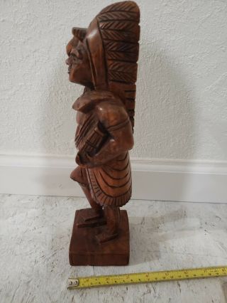 VINTAGE Folk Art Hand CARVED WOOD CIGAR STORE INDIAN STATUE 12 inches 2