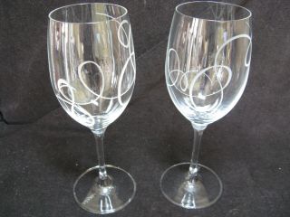 2 Mikasa Love Story Crystal Wine Glasses Swirline Around Clear Bowl
