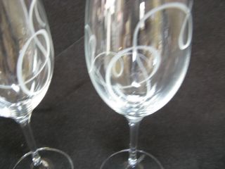 2 Mikasa LOVE STORY Crystal Wine Glasses Swirline around Clear Bowl 3