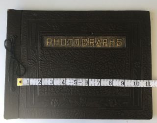 Vintage Photo Album Scrapbook Dark Brown/black Pages Someunused 11.  5 " X 7.  5 " 20,