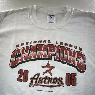 Vintage 2005 Men’s Mlb Houston Astros Champions Tee Shirt White Size Large Rare