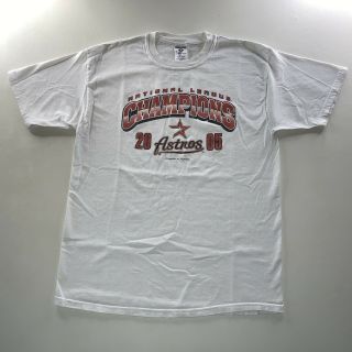 Vintage 2005 Men’s MLB Houston Astros Champions Tee Shirt White Size Large Rare 2