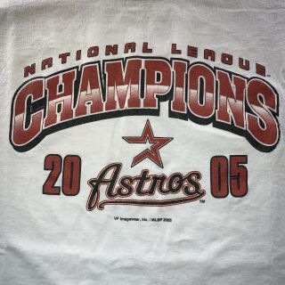 Vintage 2005 Men’s MLB Houston Astros Champions Tee Shirt White Size Large Rare 3