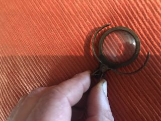 Vintage Brass Clip On Magnifying Lens Optical Collectable Poss Victorian