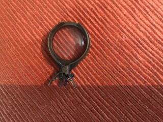 Vintage Brass Clip On Magnifying Lens Optical Collectable Poss Victorian 3