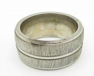 Elle Naz 925 Silver - Vintage Textured Round Band Ring Sz 7 - R9380