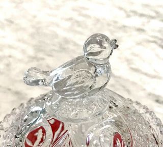Vintage Hofbauer Crystal Byrdes Ruby Red Covered Bowl With Bird Topper