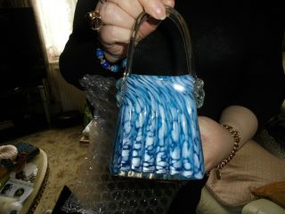 Stunning Murano Art Glass Handbag Vase.  Hand Blown