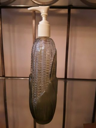 Vintage Avon Golden Harvest Corn On Cob Glass Lotion/soap Dispenser With Label