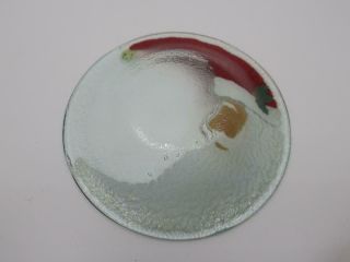 Peggy Karr Fused Art Glass CRESCENT MOON SANTA CLAUS FACE BOWL Christmas 8.  5 
