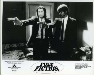 Pulp Fiction John Travolta Samuel L Jackson Poin Guns Iconic Photo 1994