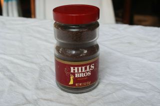 Vintage Hills Brothers Instant Coffee Glass Jar 2 Oz.  Full