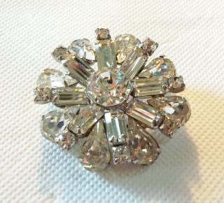 Vintage Signed Weiss Silver Tone Clear Crystal Rhinestone Brooch / Pin