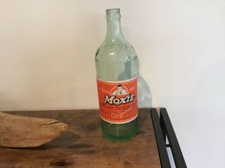 Vintage Moxie Bottle With Orange Label No Health Label 1 Pint 10 Ounces 40s/50s