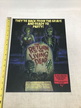 Return Of The Living Dead Iron On Horror Back Patch 14.  5 X 11” Zombies