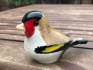 Langham Glass Crystal Goldfinch Bird Signed By Paul Miller (handmade In England)