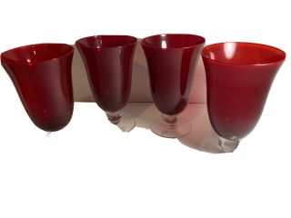Set Of 4 Lenox Holiday Gems Ruby Red All Purpose Goblets 7 "