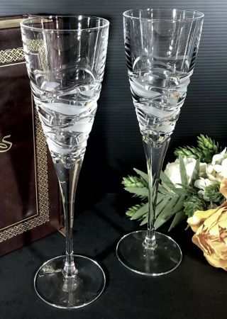 Cristal Jg Durand France Crescendo Champagne Flute Glass 10” Pair Crystal