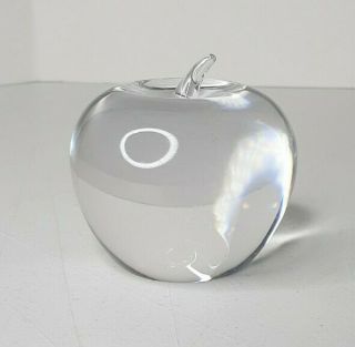 Tiffany & Co Apple Paperweight Glass Crystal Thin Stem Marked Signed Heavy 2lbs