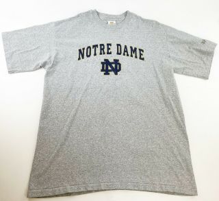 Vintage Notre Dame T Shirt Mens Xl Grey Single Stitch Spell Out Made In Usa