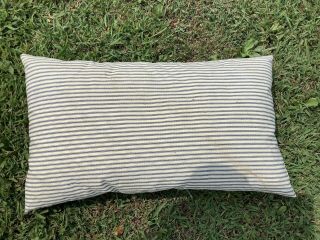 Vintage Indigo & Khaki Stripe Ticking Feather Pillow