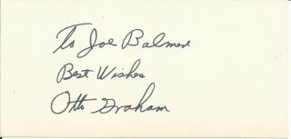 Otto Graham Browns Hof Vintage Hand Signed Autographed Card D.  2003